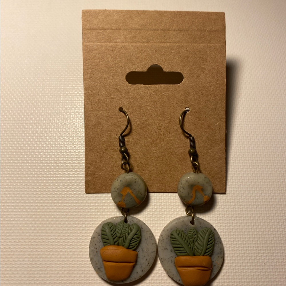 Handmade Polymer Clay Plant Earrings 🌿